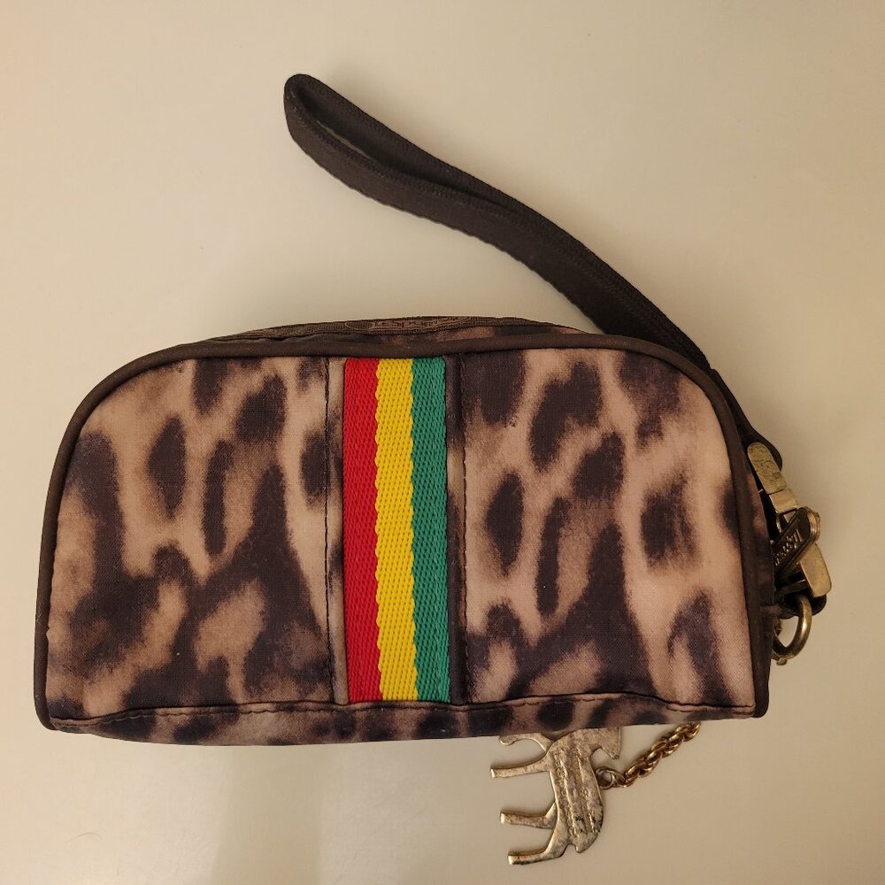 L.A.M.B. Gwen Stefani Leopard Rasta Makeup Case Wristlet LeSportSac